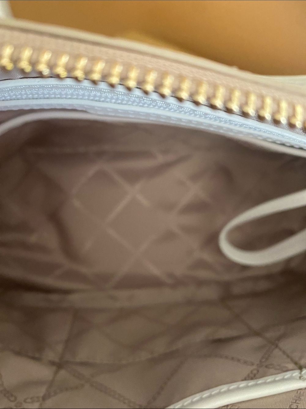 Michael Kors Taupe Croc-Embossed Satchel with White Trim and Gold Hardware - Picture 5 of 5